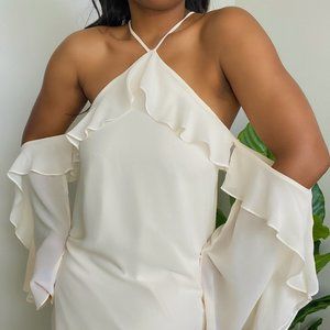 *BRAND NEW* IVORY NAKED ZEBRA TWIST NECK  DRESS